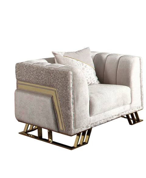 Luxury armchair with gold accents in a stylish room setting